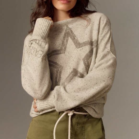 Anthropologie Sweaters - ✨🖤Pilcro 100% CASHMERE Speckled Star Motif Sweater